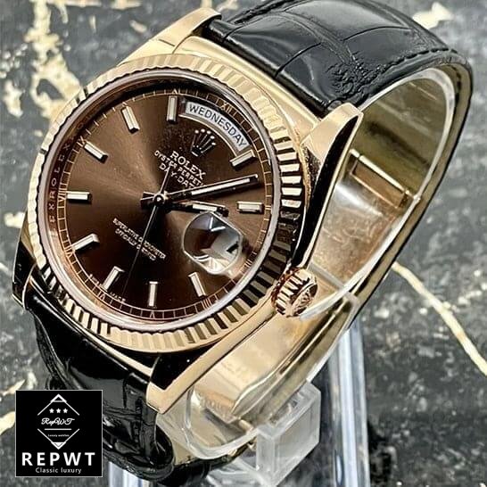 Rolex-Day-Date-118139-Black-Leather-Brown-Dial-1 Rolex-Day-Date-118139-Black-Leather-Brown-Dial-1