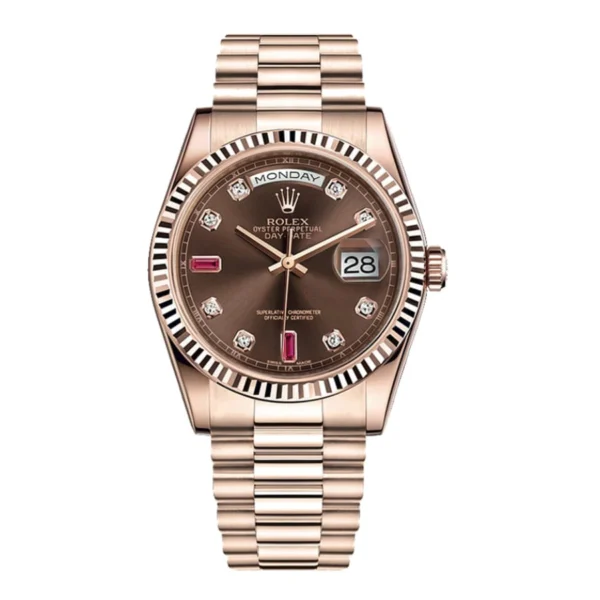 Rolex Day-Date 128235 AR Rose Gold Wrapped Chocolate Dial