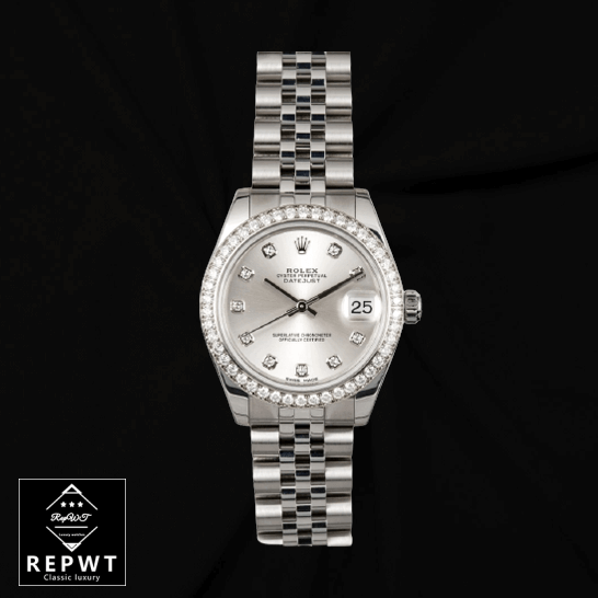rolex_datejust_178384_white_gold_automatic_black_diamond_dial_jubilee_replica_front-1