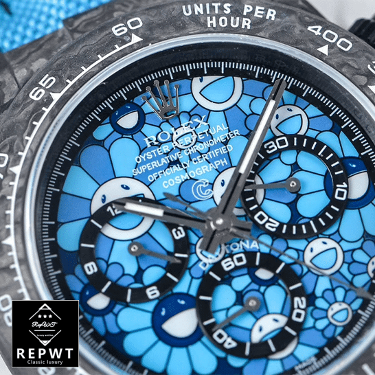 rolex_daytona_cosmograph_automatic_blue_sun_flower_pattern_dial_replica_front_two-1 rolex_daytona_cosmograph_automatic_blue_sun_flower_pattern_dial_replica_front_two-1